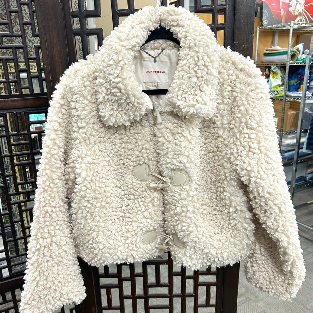 Lucky Brand Faux Teddy Toggle Jacket